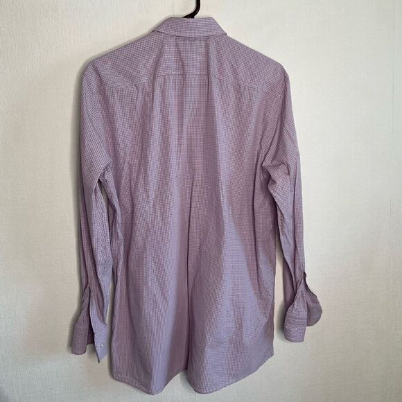 HUGO BOSS BLACK LABEL DRESS SHIRT SHARP FIT SPREAD COLLAR PLAID REDBLUE 17 34/35 - Picture 8 of 10